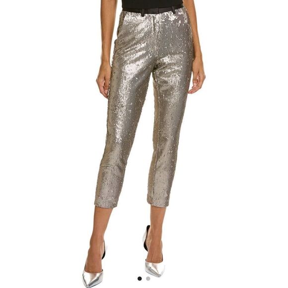 AllSaints Leigh Sequin Trouser in Silver NWT Size  0 - Picture 1 of 6